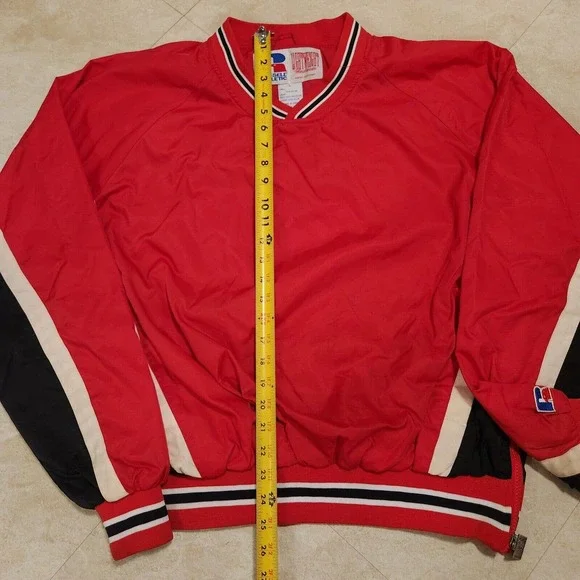 VTG 90s Russell Athletic Lightweight Windbreaker Mens L Large Blank Pullover Red - Picture 5 of 11